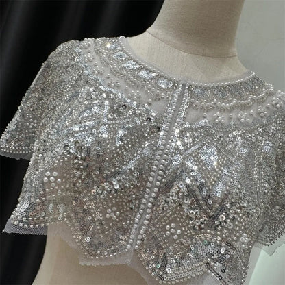Vintage Sequin Embellished Flapper Shawl Beaded 1920s Sequin Shoulder Shawl Short Outerwear Women