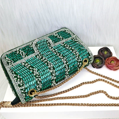 Nigeria Distinguished Green And Elegant Women's Designer High Heels And Bag Set, Fashionable Fishmouth Shoes In Nigerian Style
