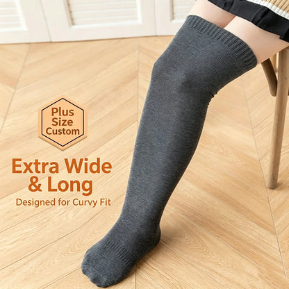 1/2Pcs Extended Over Knee High Socks Silicone Anti Slip High Tube Cotton Socks High Elasticity Loose Oversized Women's Stockings
