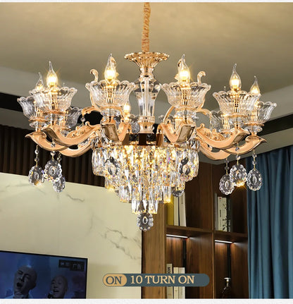 European Style Pendant Lamp Living Room Lamp Crystal Luxurious Atmosphere French Style Restaurant Lamp Duplex Building Lights