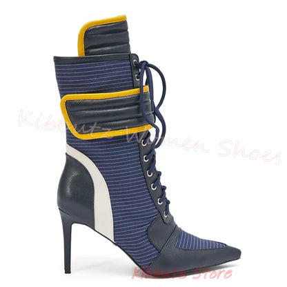 Ankle Sneaker Boots Women High Heels Zip Lace Up Leather Patchwork Sporty Hybrid Fashion Streetwear Party Shoes Elegant Concise