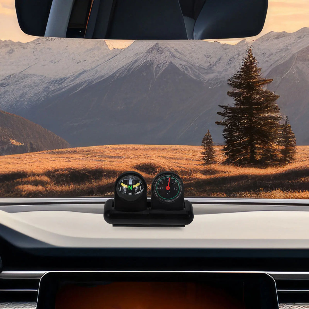 Car Compass Thermometer Multi Functional Dashboard Mount Automotive Navigation Ball Precision Direction Display Ornament
