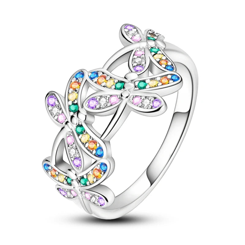 LAZA 925 Sterling Silver Colorful Rings Sparking Zirconium Bowknot Moon Sun Original Ring For Women Anniversary Wedding Gifts