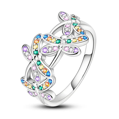 LAZA 925 Sterling Silver Colorful Rings Sparking Zirconium Bowknot Moon Sun Original Ring For Women Anniversary Wedding Gifts