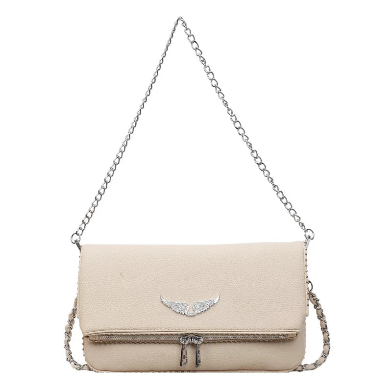 Fashionable Retro Ladies Chain-Shoulder Square Bag Luxury Textured Crossbody Shoulder Bag Women Handbags and Purses Underarm Bag