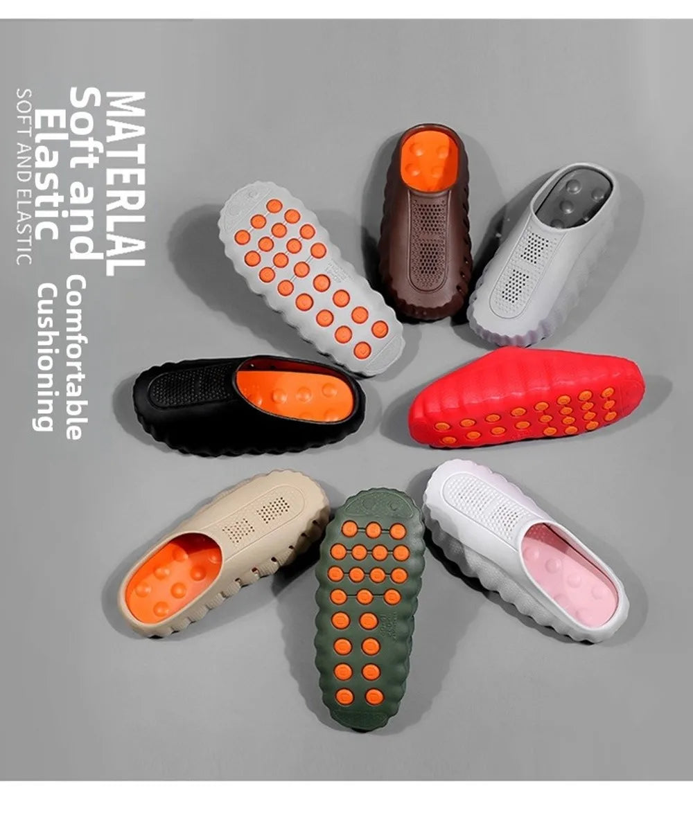 Soft EVA Men's Slippers Outdoor Acupressure Breathable Thick Sole Slippers Non-Slip Lightweight Summer Beach Sandals