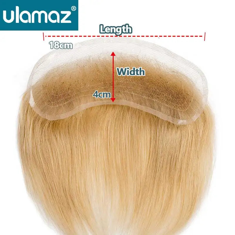 Full Lace V Style Shape Men's Front Hairline Natural Hairpiece Male Forehead Hairline Lace Pu Frontal Hair Patch For Men Blonde