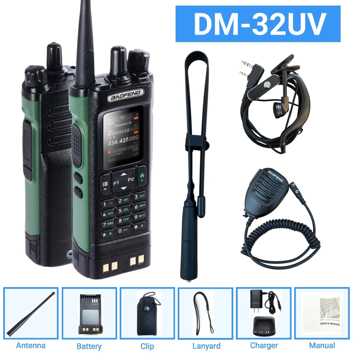 DMR GPS 10W DM-32UV BAOFENG DM32 Walkie Talkie Multi Band TDMR Dual Time Slot Wireless Copy Frequency Type-C AM/FM Two Way Radio
