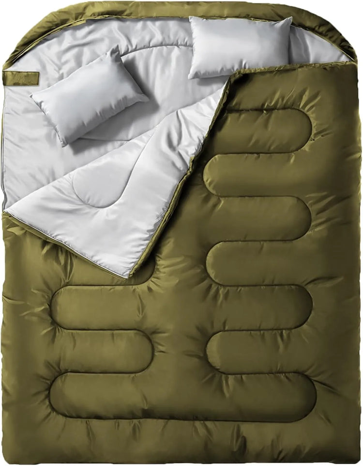 Double Camping Sleeping Bag Ultralight Waterproof 4 Season Warm Envelope Backpacking Sleeping Bags for Outdoor Traveling Hiking