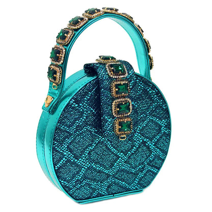 Newest Style Teal Sky Color Platform Design Peep Toe Ladies Shoes Matching Bag Set For Mature Women Heel Party Pump