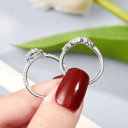 Newshe 1.5 Ct Halo Pear Cut 925 Silver Engagement Ring Set for Women Cambered Wedding Band High Grade Cz Luxury Bridal Jewelry