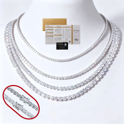 D VVS1 Moissanite Tennis Necklace 100% 925 Sterling Silver 2-6mm with GRA Necklaces for Women Man Wedding Jewelry Fashion Gift
