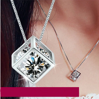 925 Silver Necklace For Women Zircom With White Gold Plated Lab Diamond Sterling  Silver Jewelry Wedding Pendant