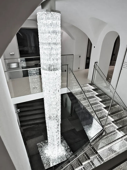 Crystal Spiral Stairs Chandelier Luxury Villa Staircase Chandelier Duplex Loft Hanging Lamp Customized Long Led Pendant Light