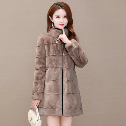 2025 New Women Winter Thick Loose Warm Outwear Plush Hooded Jacket Female Women Mink Velvet Luxury Natural Real Mink Fur Coats