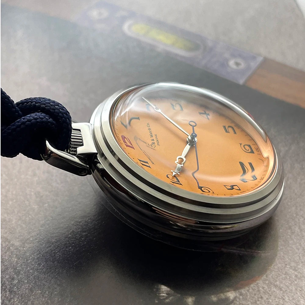 Merkur Vintage Pocket Watch Salmon Dial Men's Manual Mechanical Watch 42mm NEW Waterproof