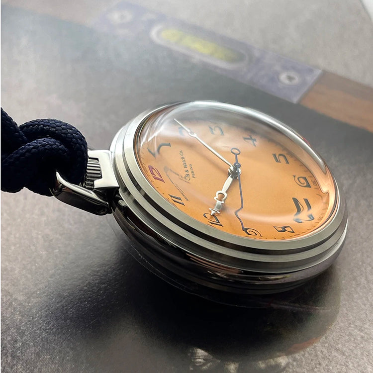 Merkur Vintage Pocket Watch Salmon Dial Men's Manual Mechanical Watch 42mm NEW Waterproof