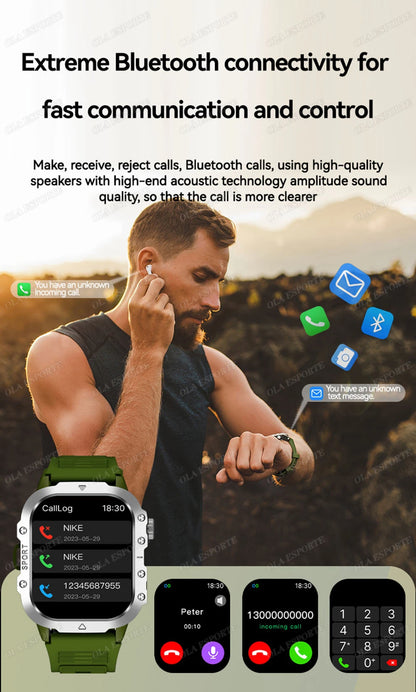 2026 New Rugged Military GPS Smart Watch Men Bluetooth Call Health Monitoring Sports 5ATM Waterproof Smartwatches Man Pk HW12