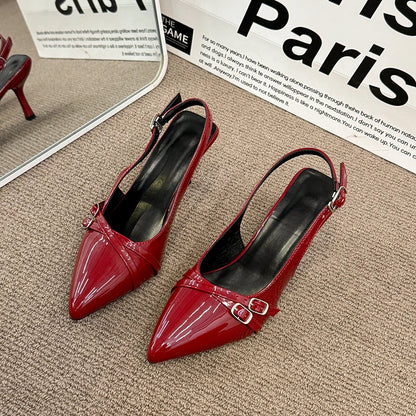 Women's Sandals Leopard Sexy High Heels Shoes Pointed Toe Luxury Pumps Slippers Woman Brand Dress Buckle Ladies De Flip Flops