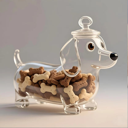 Cute Dachshund Dog Themed Glass Snack Jar Food Storage Container Snack Container With Lid seal Dog Treat Snack Canister