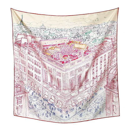 100% Pure Mulberry Silk Women Square Scarf Prints Headband Neckerchief Luxury Female Hair Ornament Female Bandana Scarves 53CM