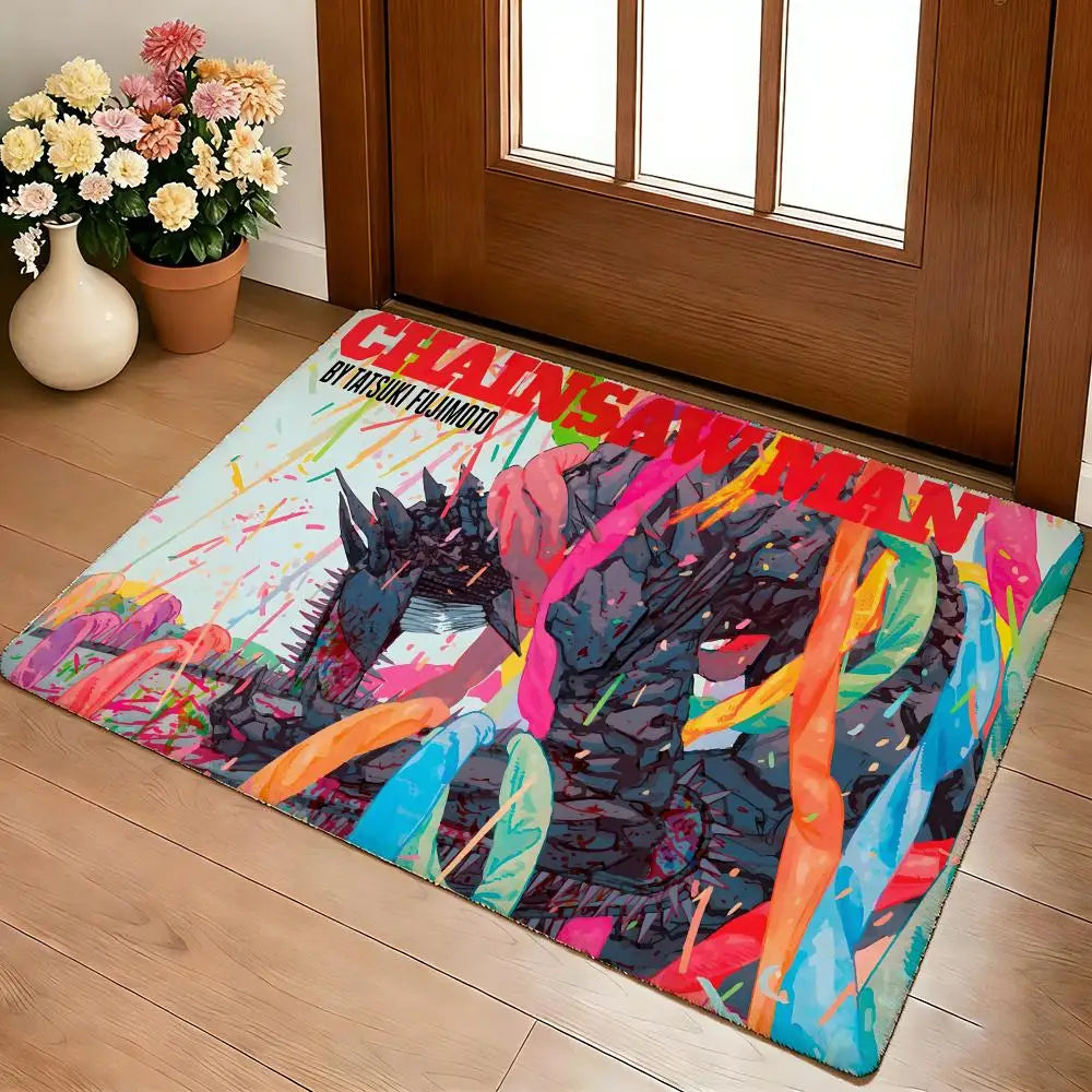 C-Chainsaw Man Floor Mat Cozy Flannel Soft Thick Non-Slip Mat for Living Room Bedroom Kitchen Decor Rugs