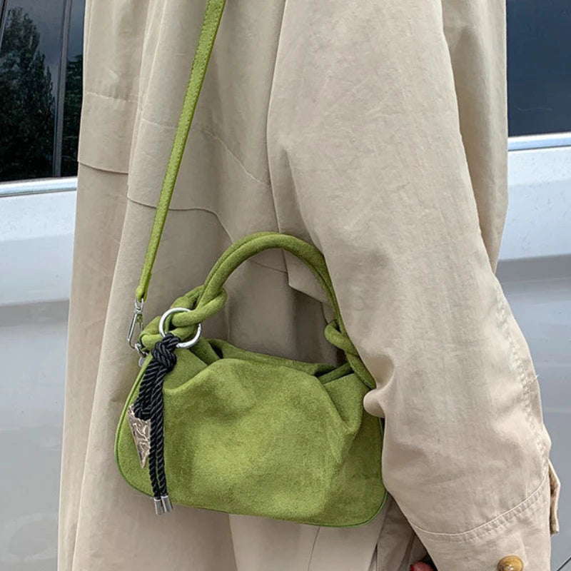 Small Suede Fashion Leather Shoulder Bags for Women 2025 Luxury Designer Brand Trend Crossbody Bag Females Short Handle Handbags