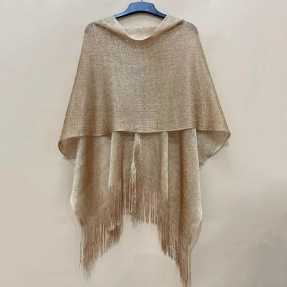 Summer Sun Protection Scarf Gold Silver Tassels Wedding Scarf Elegant Temperament Dresses Shawls for Women