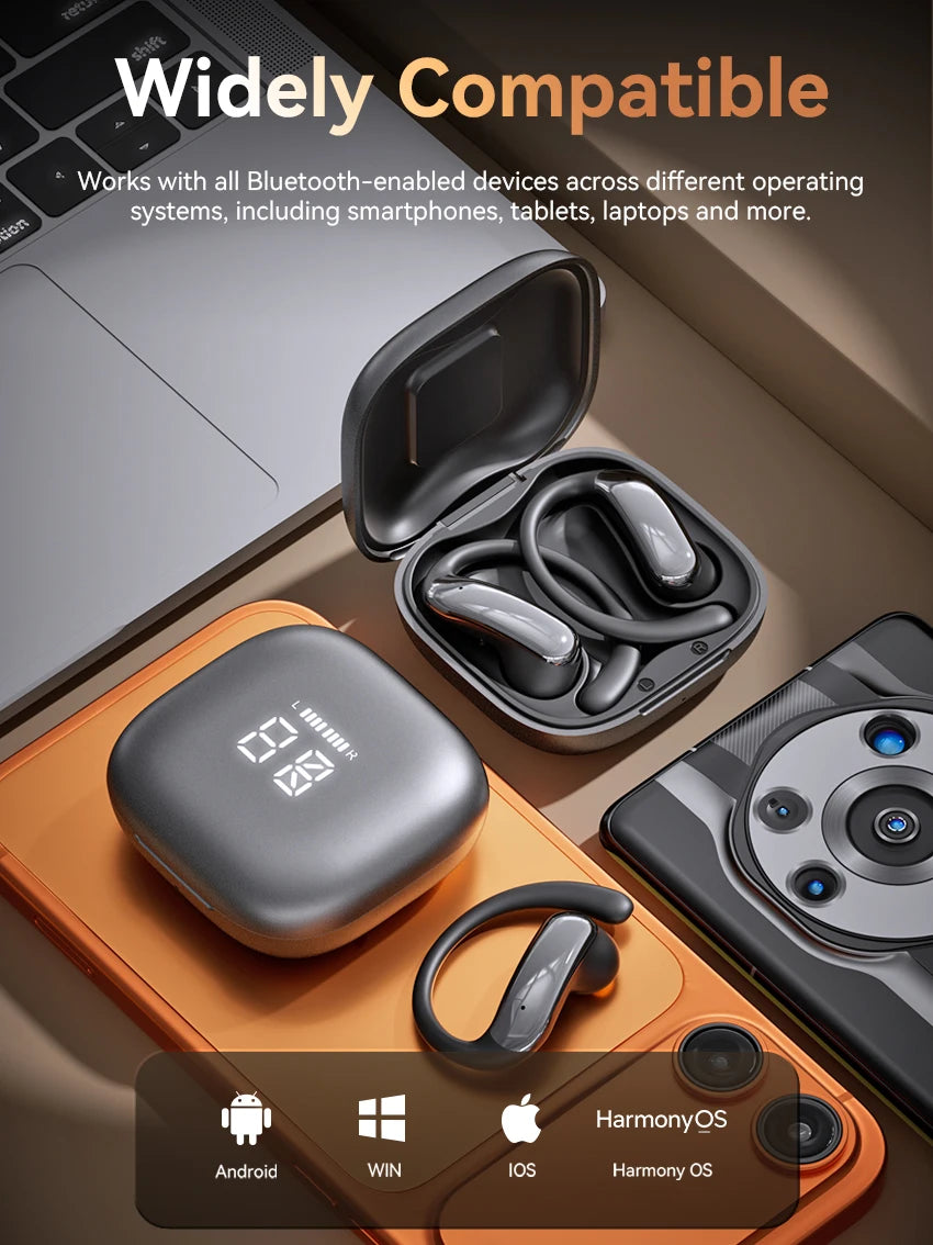Tecsire Bluetooth Earphones Wireless Earbuds Open Ear Hook Headset HiFi Stereo Comfortable Waterproof For Sports Daily Use
