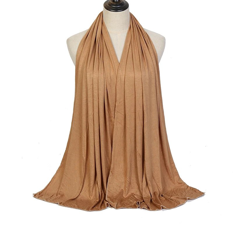 Premium Modal Cotton Jersey Hijab Scarf Long Muslim Shawl Plain Soft Turban Tie Head Wraps For Women Africa Headband 170x60cm