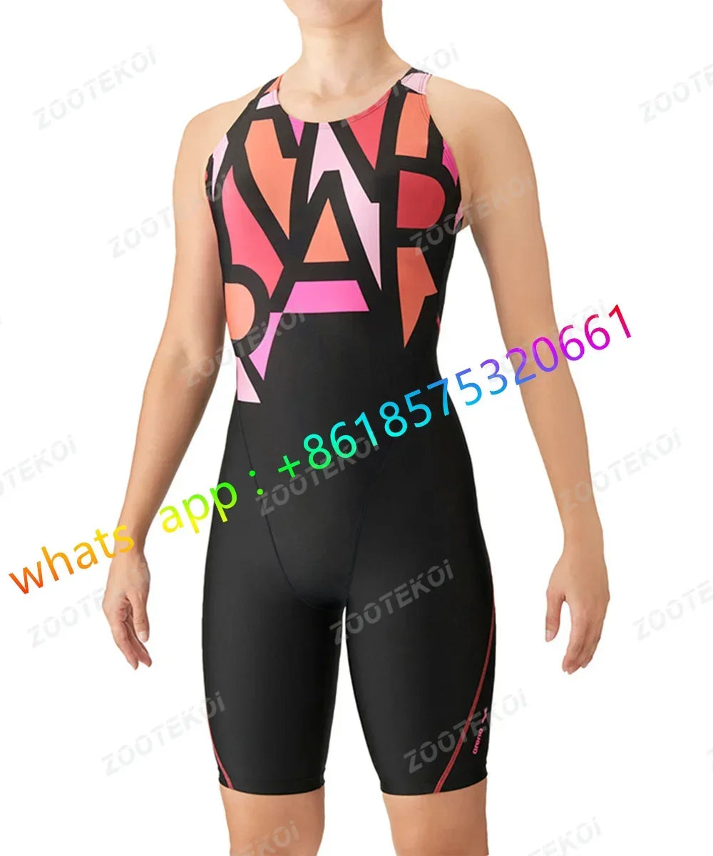 Women One Piece Swimwear Knee Length Swimsuit Bodysuit Swimming Pool Sports Professional Training Comfortable Swimwear 2026