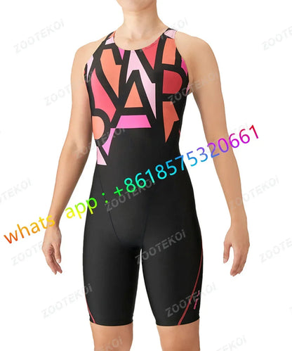 Women One Piece Swimwear Knee Length Swimsuit Bodysuit Swimming Pool Sports Professional Training Comfortable Swimwear 2026