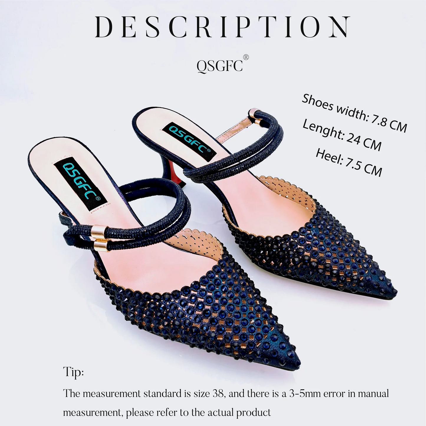 Navy Blue New Design Envelope Matching Shoulder Bag & High Heels Set Nigerian Fashion Ladies Party Daily Commute Shoes Bag