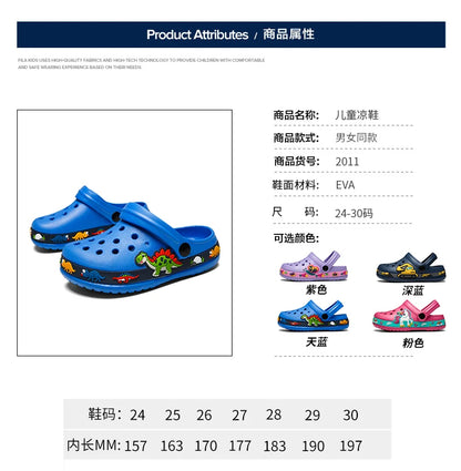 New Fashion Cartoon Sandals for Kids Summer Slippers Boys Girls Casual Garden Shoes Hollow-out Beach Shoes Clogs for Children