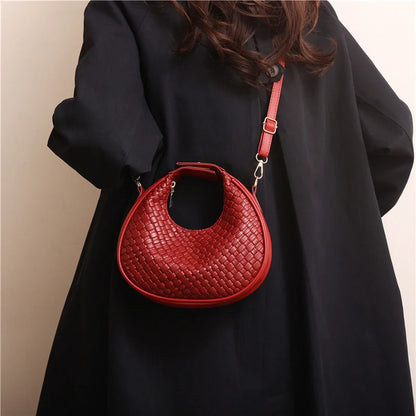 Fashion Black Half Moon Bag Luxury Pu Leather Ladies Purses and Handbags Crossbody Women Shoulder Bags