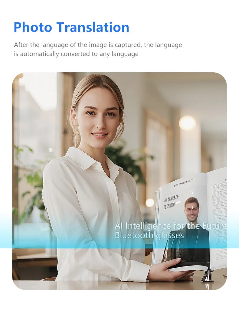 AI Smart Glasses Online Translation Real-Time Translation Conversation Translation supports online translation in 165 languages