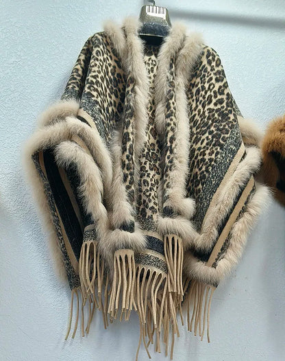 2025 Women Real Fox Fur Shawl High Quality Fashion High Quality Hot sale Female Wool Wrap