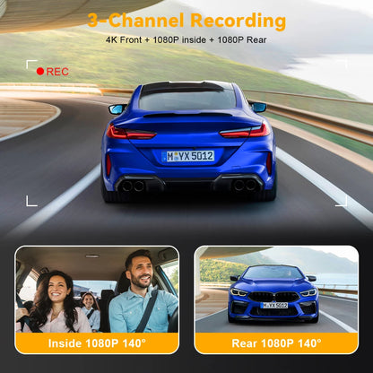 WIFI Dash Cam 3 Camera 4K UHD Car DVR 2/3Lens Camera Video Recorder Black Box GPS Dash Cam Auto Loop Recording Car Accessories