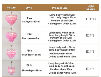 Designer Murano Ceiling Chandeliers Pink Colorful Glass LED Hanging Pendant Lights for Living Dining Room Bar Villa Art Lighting