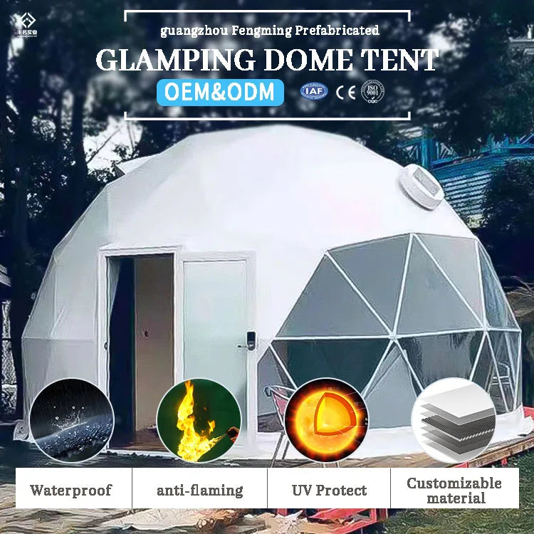 Forest Glamping Geodesic Dome House Prefab Half Sphere Domos Pvc Geodesic Dome Tents for Camping Dome Tent