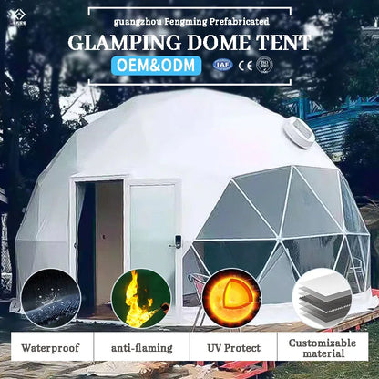 Forest Glamping Geodesic Dome House Prefab Half Sphere Domos Pvc Geodesic Dome Tents for Camping Dome Tent