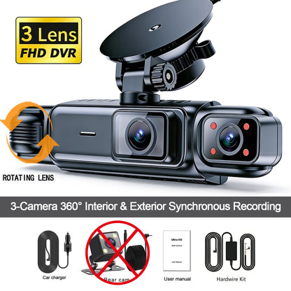4 Channel 360° Dash Cam Black Box for Car Video Recorder DVR Camera FHD 1080P Night Vision Loop Recording 24H Parking Monitor
