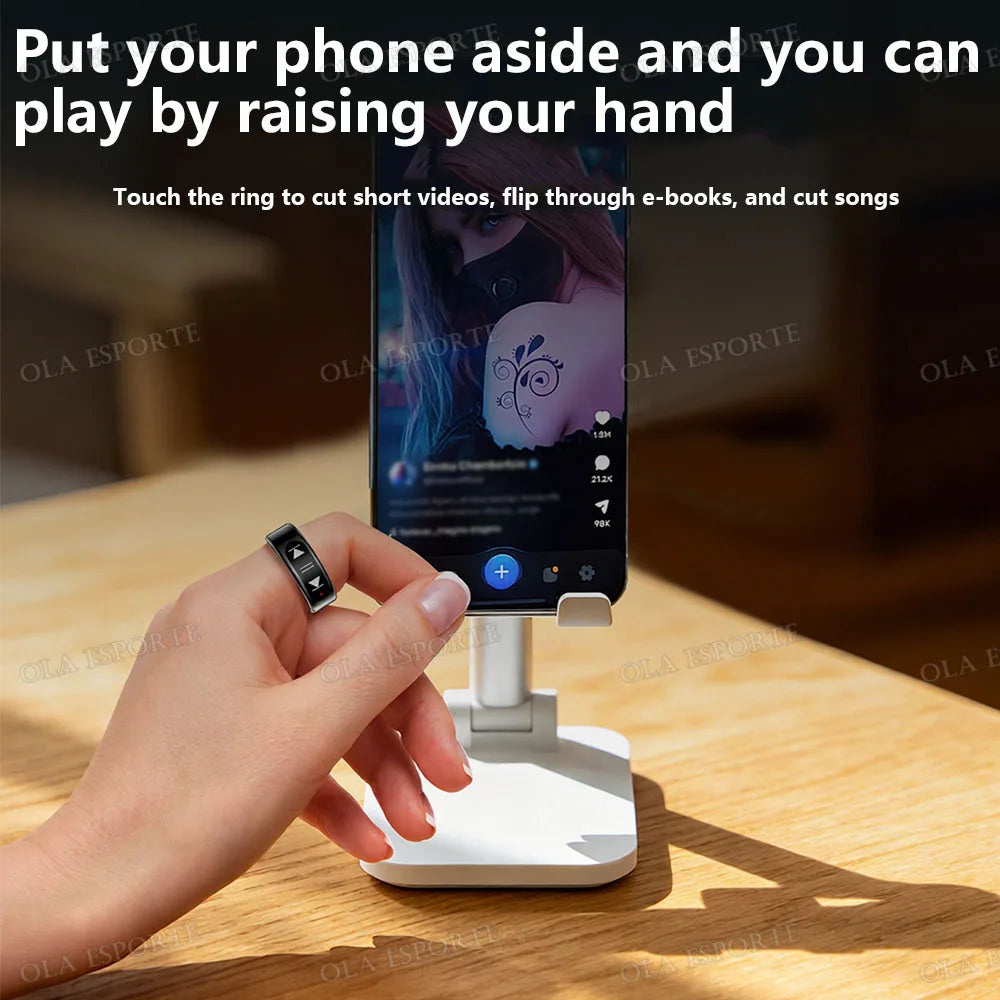 Smart Ring Video Controls,Sswipe up/down to turn pages,Music controls,Heart Rate Blood Oxygen Monitor,5ATM Waterproof Rings 2026