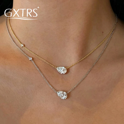 GXTRS 1.5CT Pear Cut Moissanite Pendant Necklaces For Women S925 Silver Waterdrop Lab Diamond Clavicle Chains Fine Jewelry Gifts