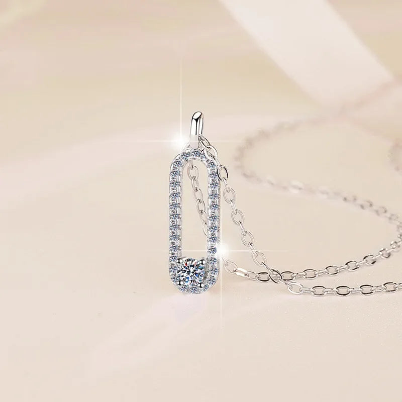 3MM 18K White Gold Plate Full Moissanite Necklace for Women Sparkling 925 Sterling Silver Pendant Birthday Gift Wholesale
