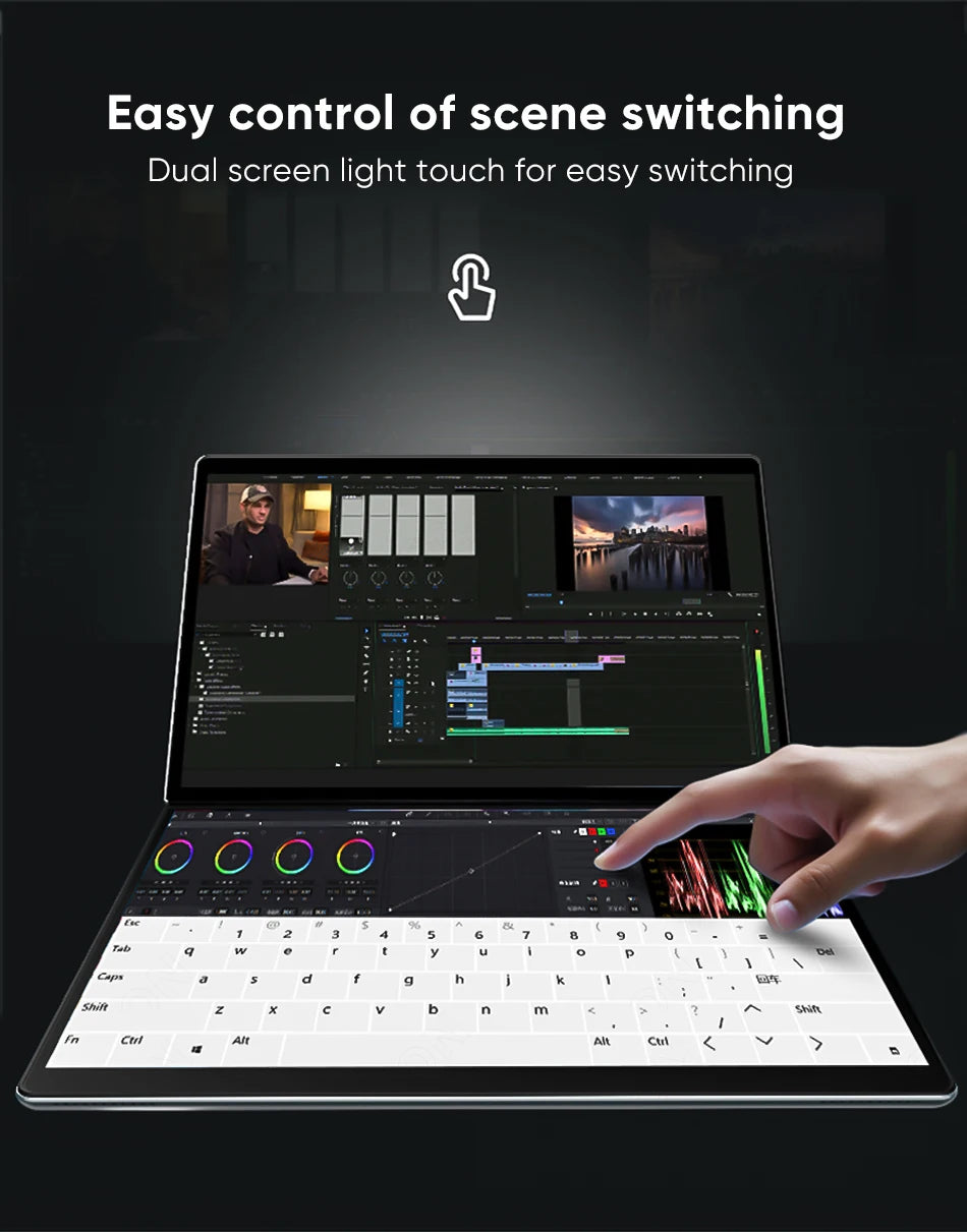Topton 2 Screen Laptop Intel i3 1215U N100 Dual 10.95inch IPS Touch Screen Windows 11 Office Computer Tablet PC Notebook WiFi6