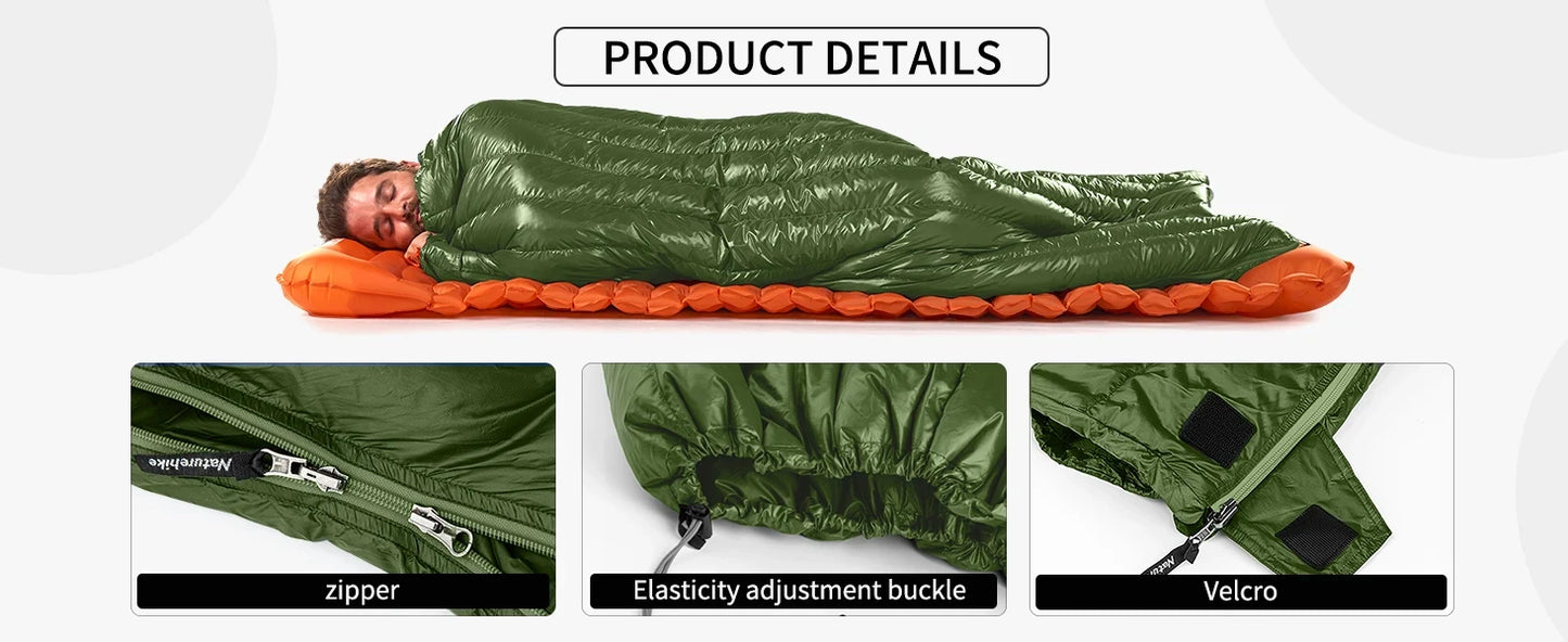 Naturehike CW295 Sleeping Bag Warm Waterproof Splicable Double Quilt 2 Person Ultralight Winter Camping Duck Down Sleeping Bags