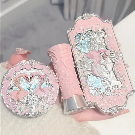 Makeup Flower Knows Set Swan Ballet Series Six Color Eyeshadow Palette Embossed Blusher Shine Lipstick Kit With Bag All In