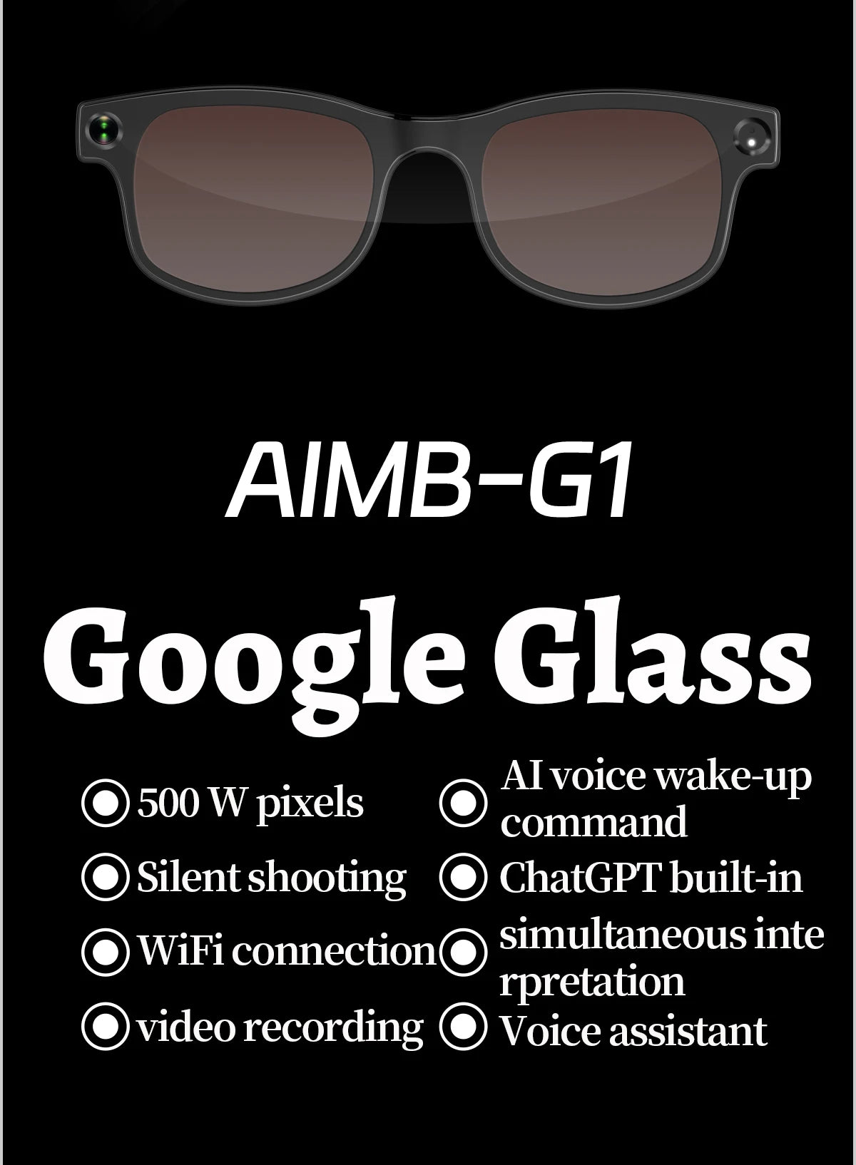 LIGE New Smart Glasses 500W Camera HD Video Recording Bluetooth Call Glasses AI Smart Translation Sunglasses WiFi Transmission