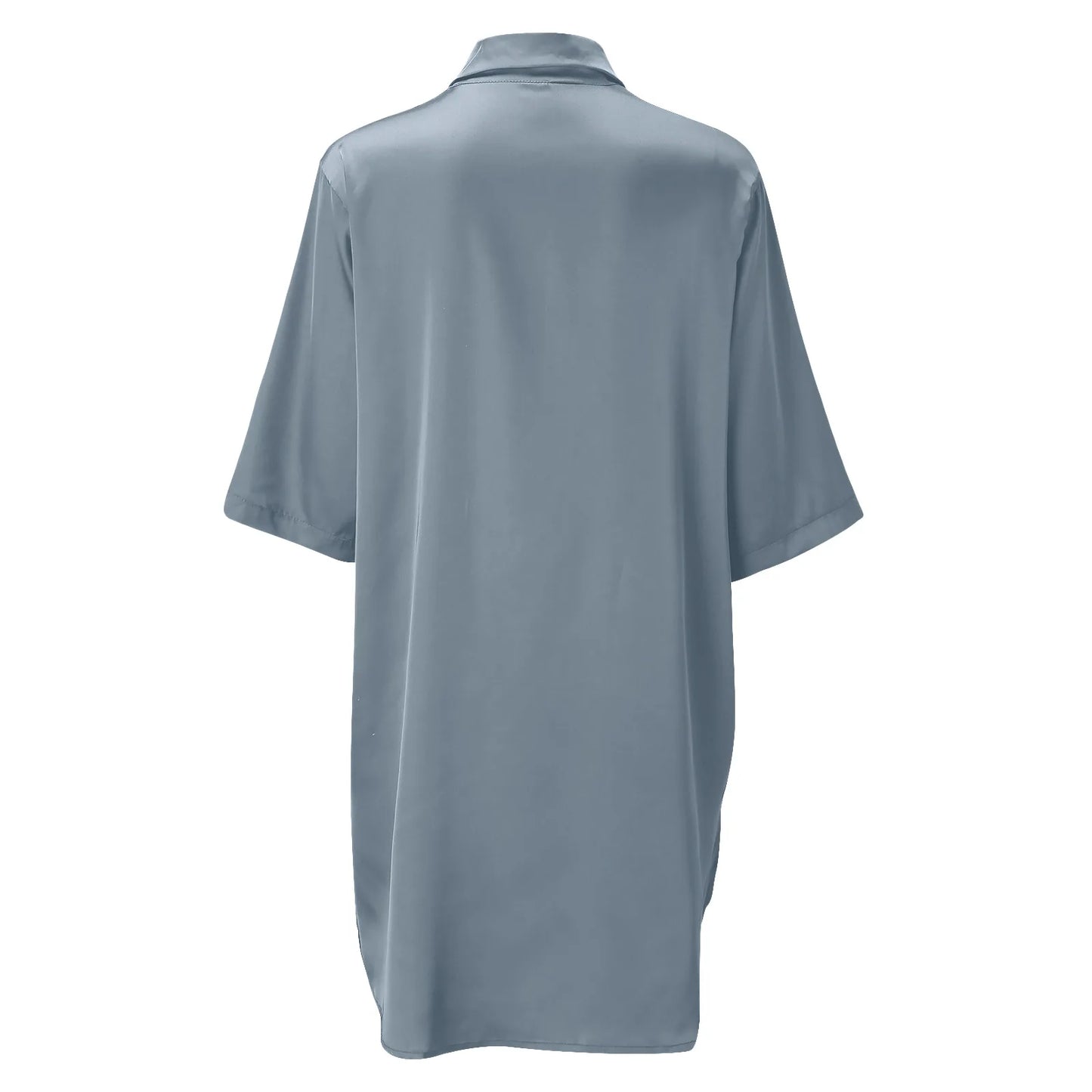 Women's Solid Color Silky Soft Pajamas Sexy Long Sleeve Nightshirt Smooth & Skin-Friendly Comfortable Home Sleepwear for Ladies